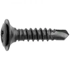 Screw Phillips Flat Washer Teks Point Black