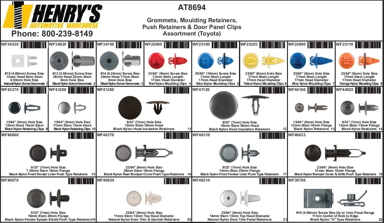 Toyota Grommerts Moulding Door Assortment Tray - AT8694