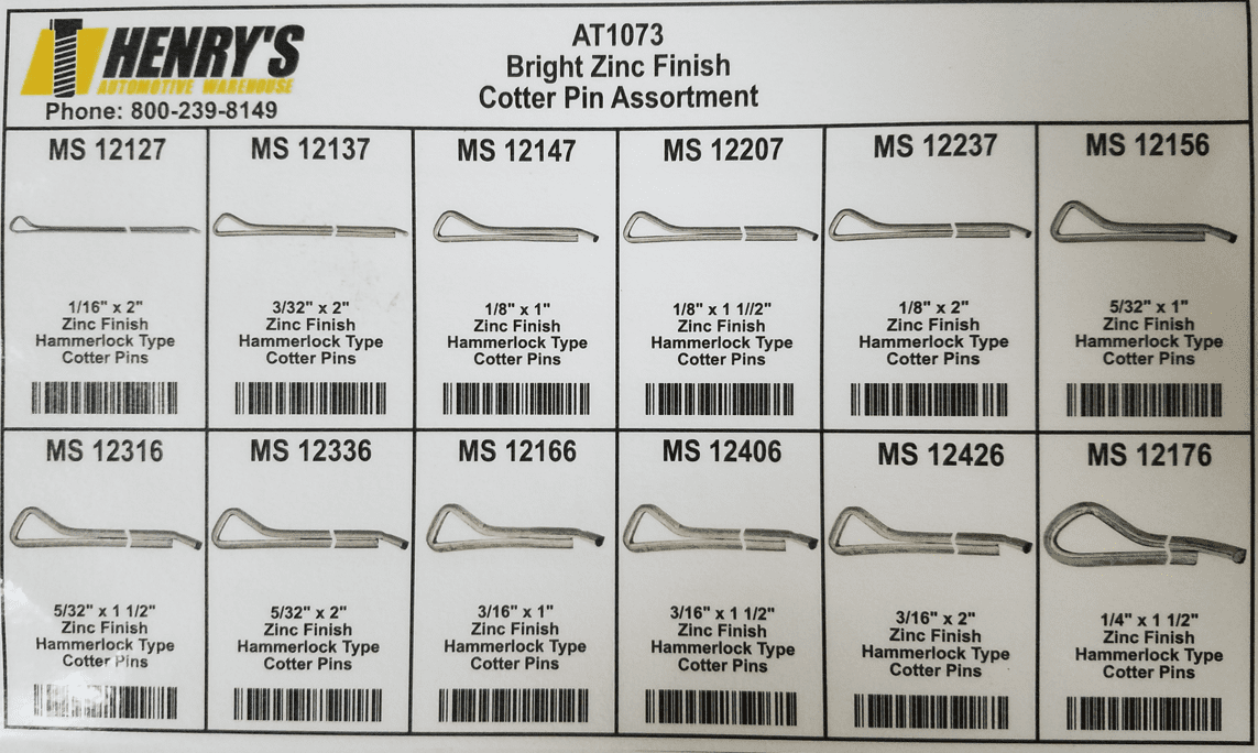 小物 TT3900 Assortment Tray Cotter Pins, 12 Sizes