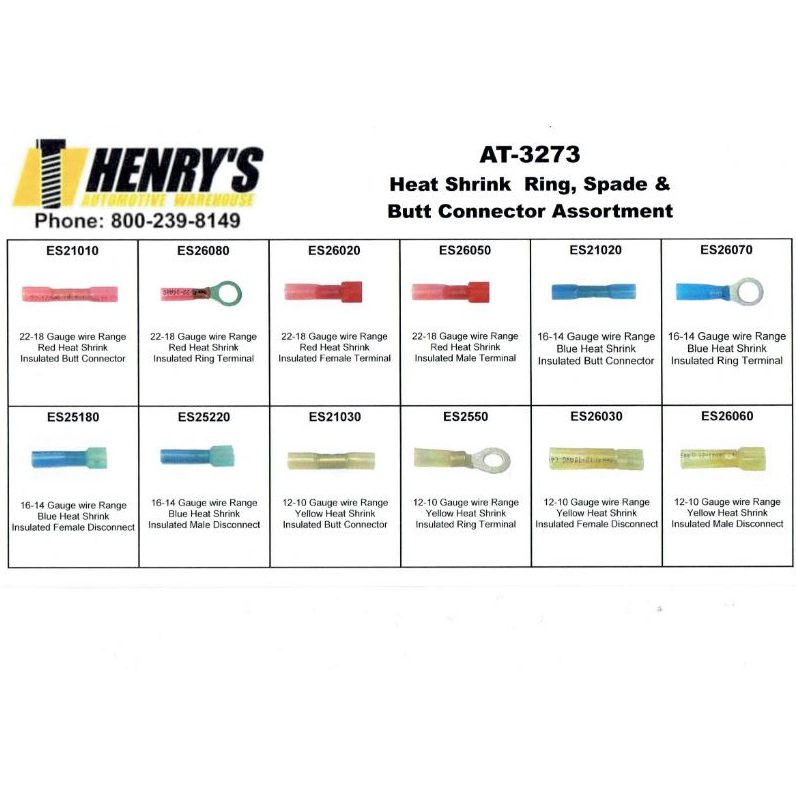 Assortment Tray Heat Shrink Electrical Connectors, 12 Styles – 120 pcs-AT3273