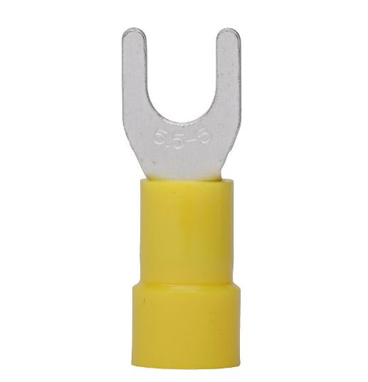 Spade Tongue Connector 3/16" (#10) Stud Yellow 10-12Ga-ES25290