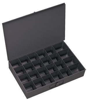 Large Grey Plastic Compartment Box, 24 Compartments-SE02750