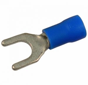 Spade Tongue Connector 3/16" (#10) Stud Blue 14-16Ga Vinyl-ES25270